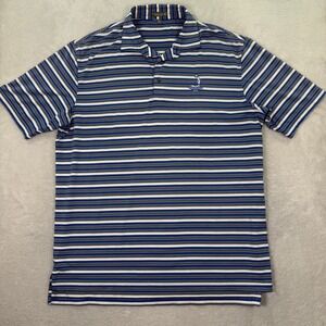 Peter Millar Summer Comfort Mens XL Pinehurst 1895 Striped Golf Polo Shirt Blue